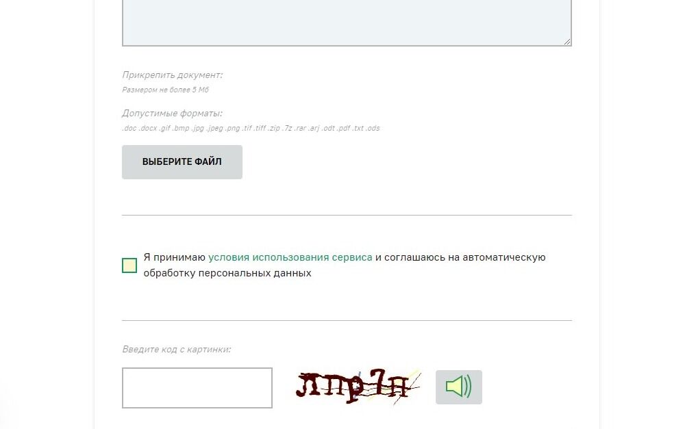 Screenshot of: Поставьте галочку о том, что принимаете условия использования сервиса и соглашаетесь на автоматическую обработку персональных данных.