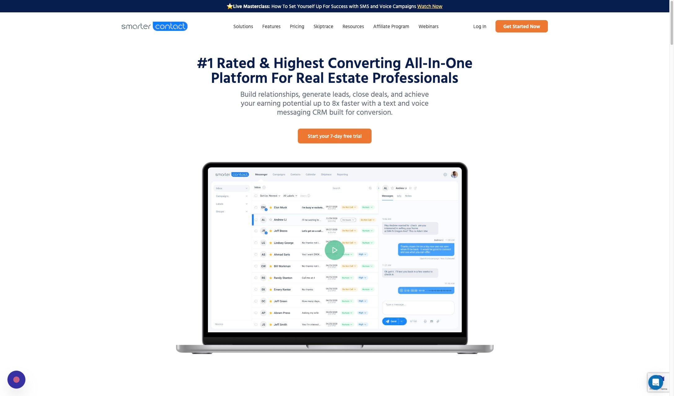 Screenshot of: Click "Get Started Now"