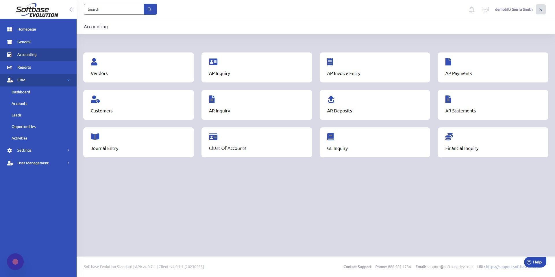 Screenshot of: Click "GL Inquiry"