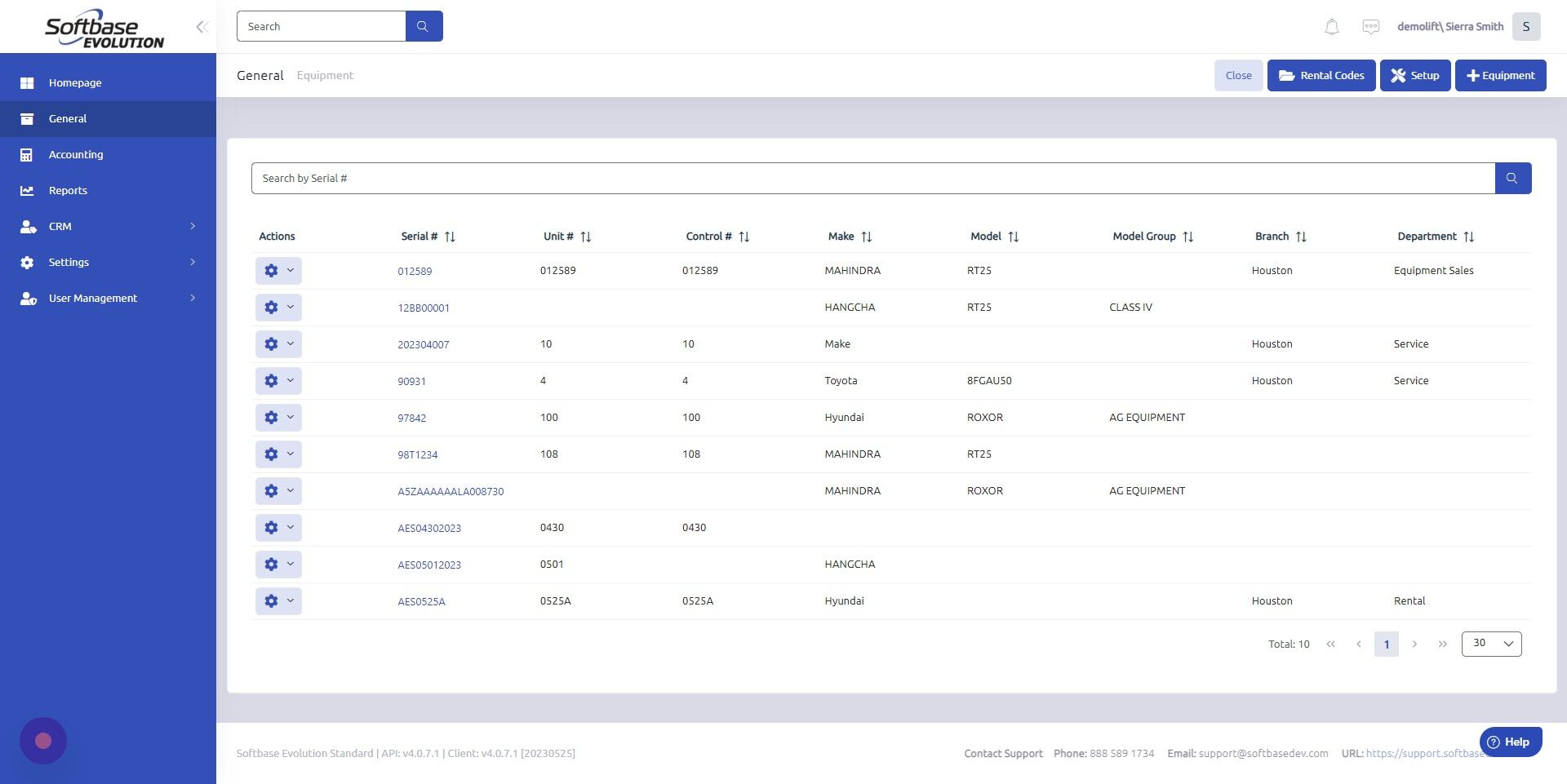 Screenshot of: Click here to add equipment entry.