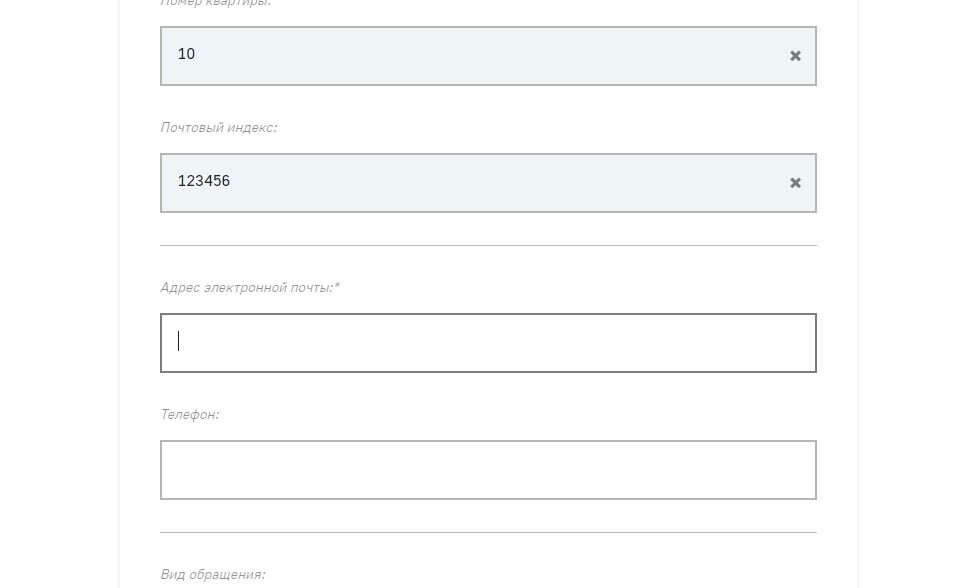 Screenshot of: Укажите Ваш адрес электронной почты.
