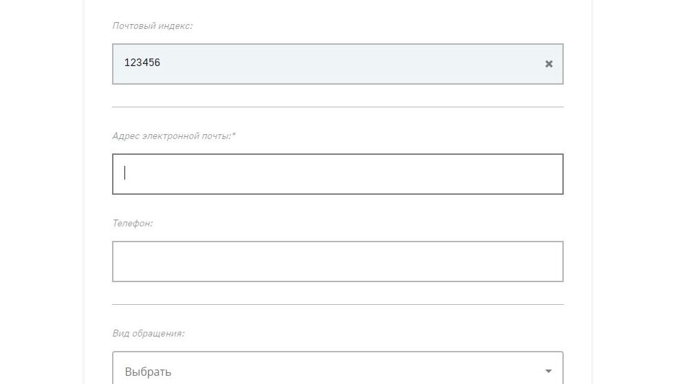 Screenshot of: Укажите Ваш адрес электронной почты.
