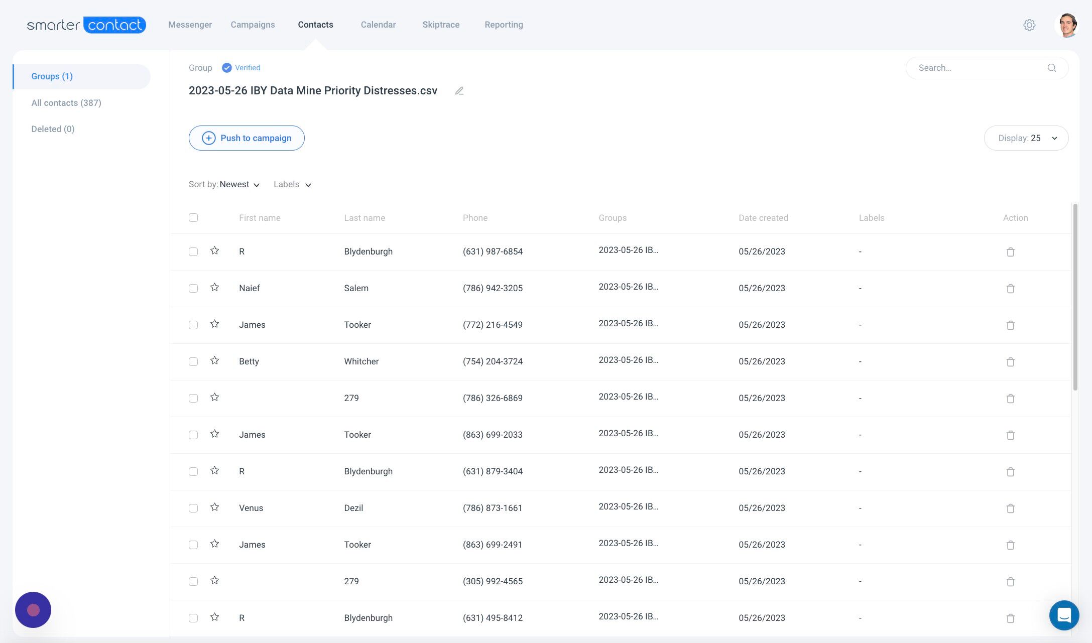 Screenshot of: Click "Push to campaign"