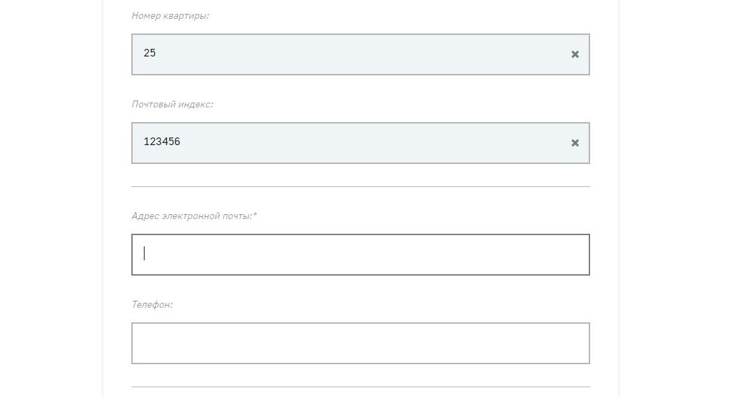 Screenshot of: Укажите Ваш адрес электронной почты.