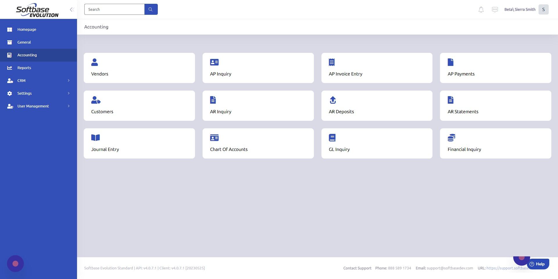 Screenshot of: Click "Financial Inquiry"