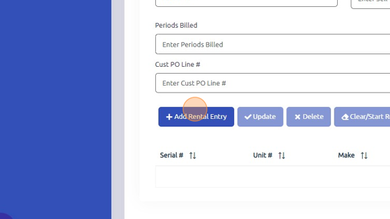 Screenshot of: Click "Add Rental Entry" to save rental equipment to work order.