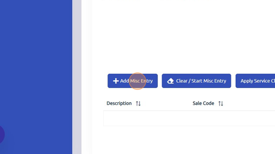 Screenshot of: Click "Add Misc Entry" to add miscellaneous charge to work order.
