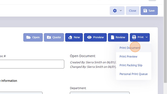 Screenshot of: Click "Print Document"
