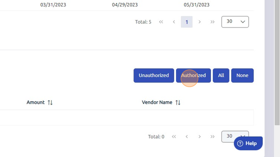 Screenshot of: Click "Authorized" to authorize invoices for payment.