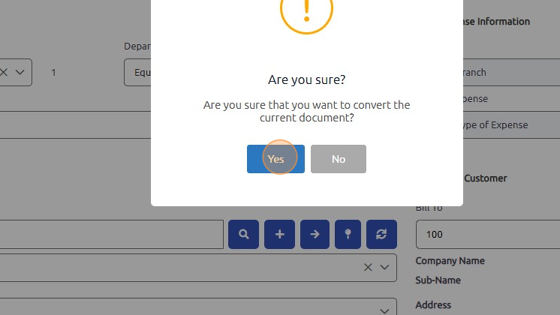 Screenshot of: Click "Yes" to convert Quote to Work Order.