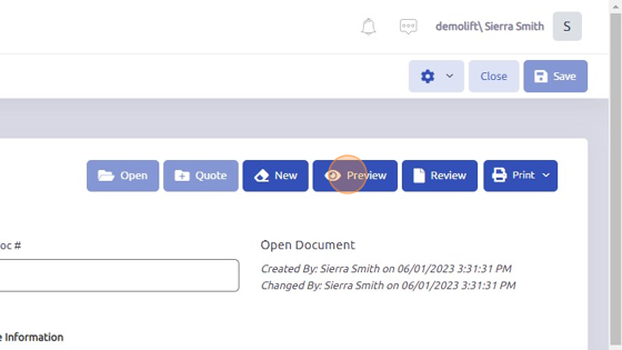 Screenshot of: To EMAIL a work order, click Preview.