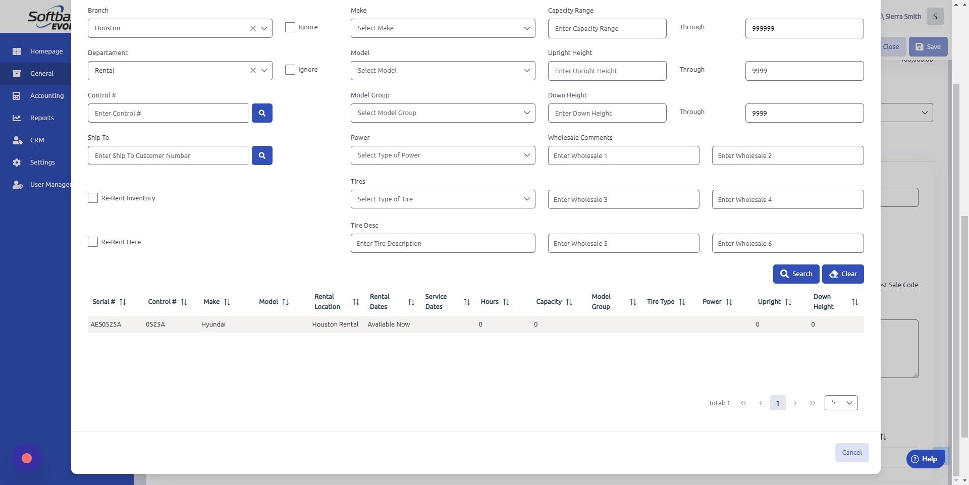 Screenshot of: Double-click the equipment you'd like to rent out. Rental dates must say "Available Now"