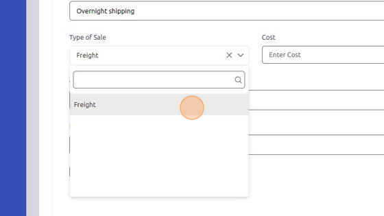 Screenshot of: Select or Enter Type of Sale.