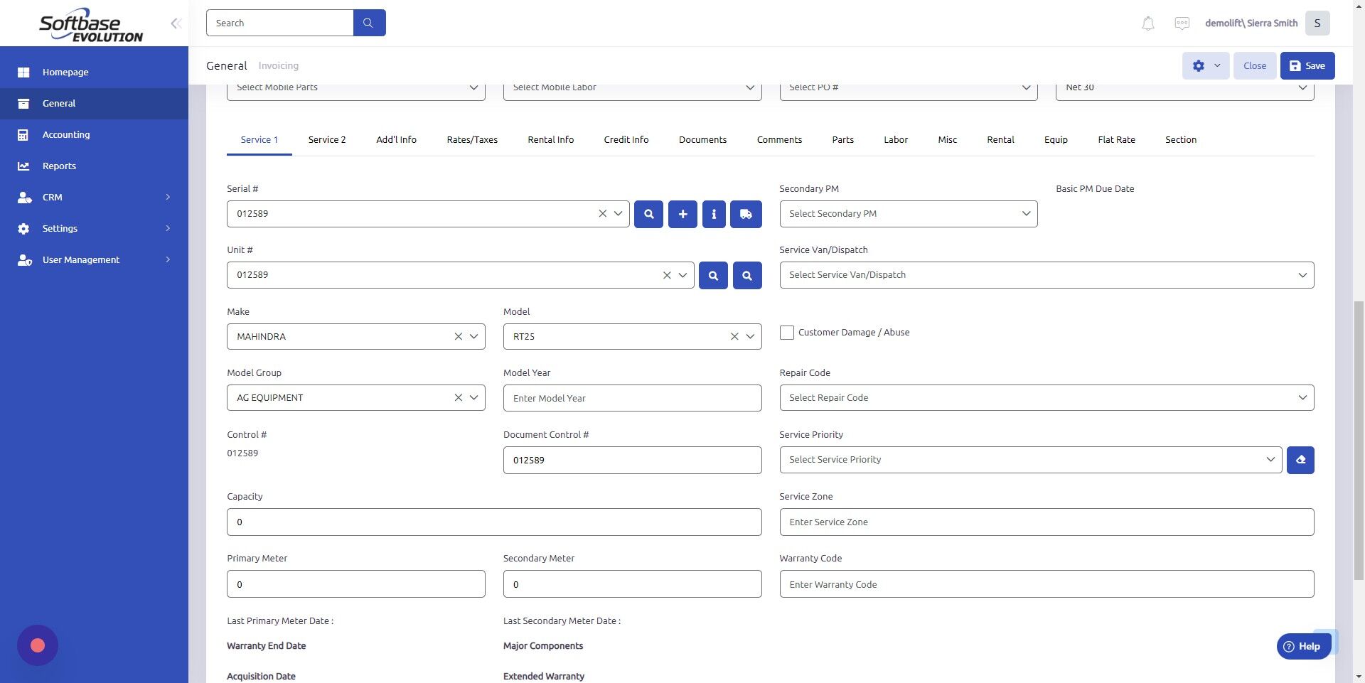 Screenshot of: Click "Save" to add equipment to work order. 