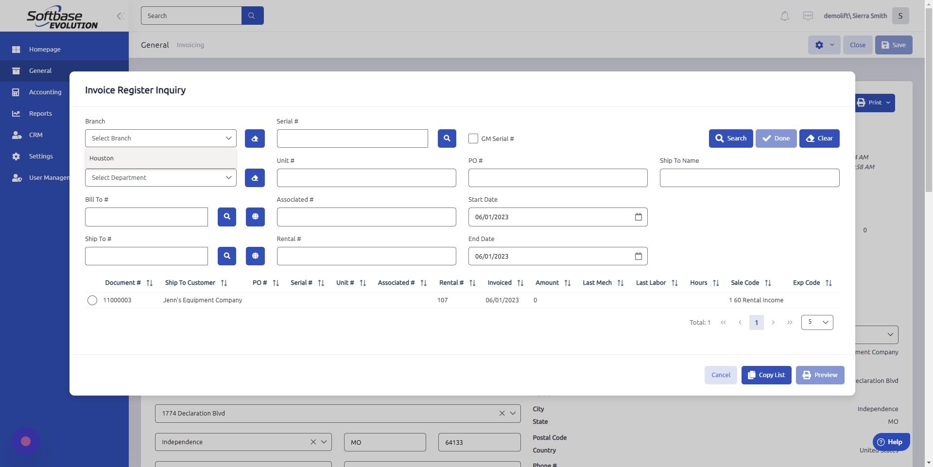 Screenshot of: Narrow search criteria using any of the fields.
