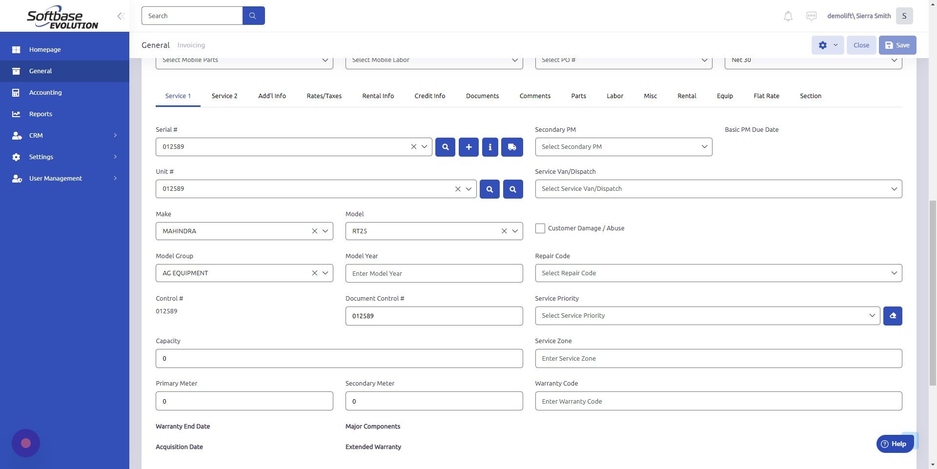 Screenshot of: Click "Parts"