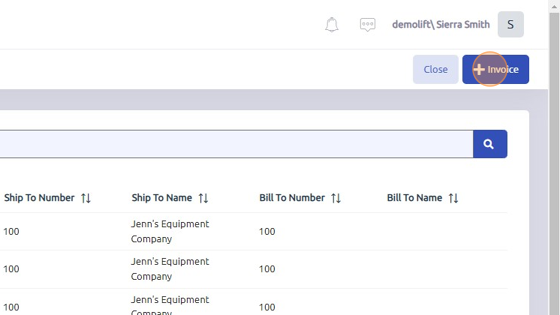 Screenshot of: Click +Invoice to create a new Quote.
