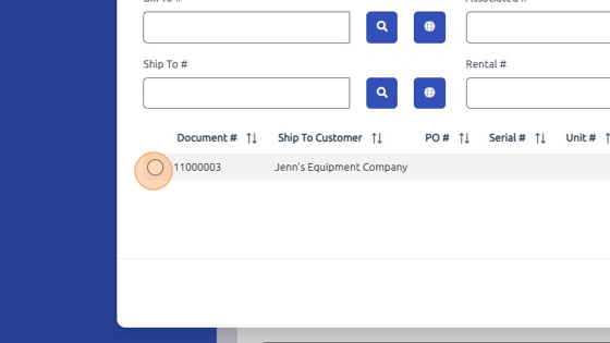 Screenshot of: Select invoiced/closed work order.