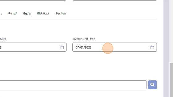 Screenshot of: Set Invoice Start and End dates.