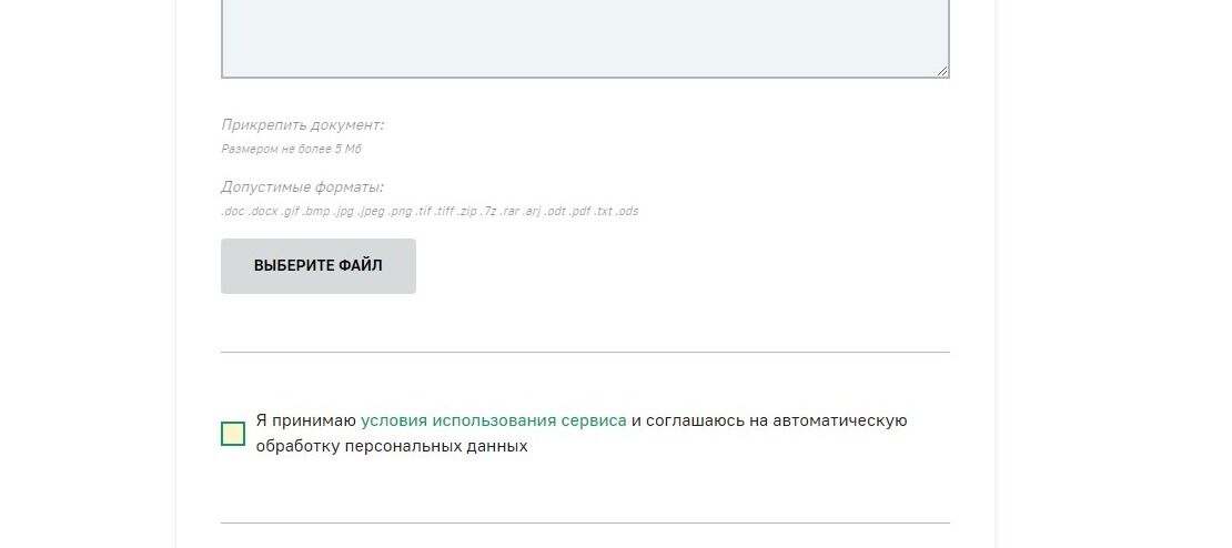 Screenshot of: Поставьте галочку о том, что принимаете условия использования сервиса и соглашаетесь на автоматическую обработку персональных данных.