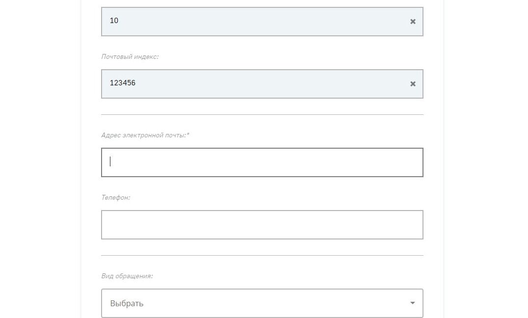 Screenshot of: Укажите Ваш адрес электронной почты.