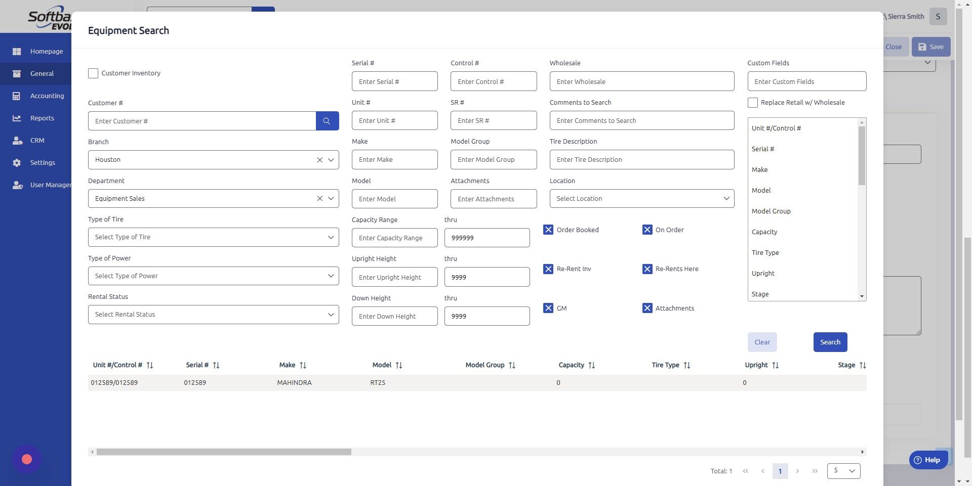 Screenshot of: Double click on equipment once located.