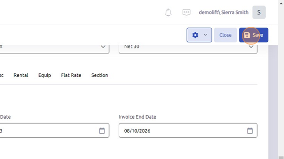 Screenshot of: Click Save to add Rental Contract to work order.