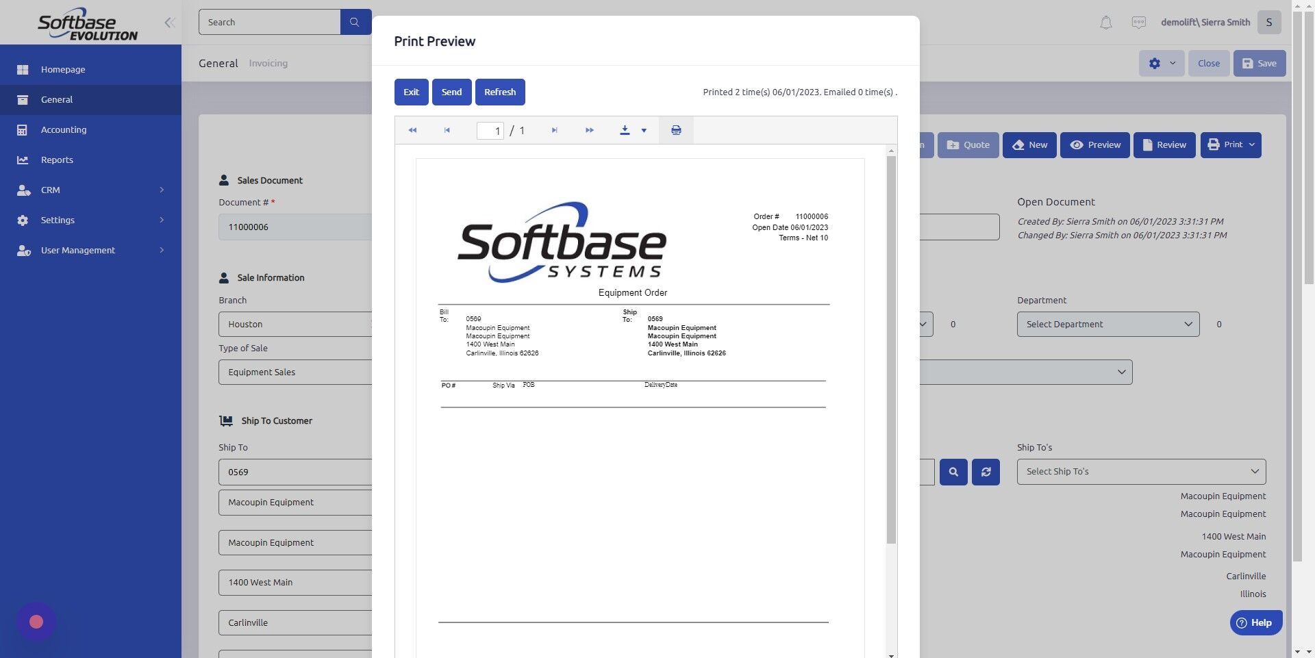 Screenshot of: Click Print icon and send to printer.