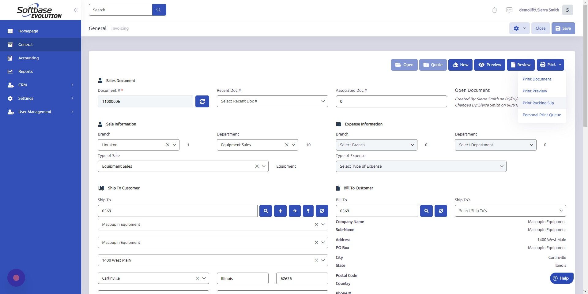 Screenshot of: Click "Print Packing Slip"