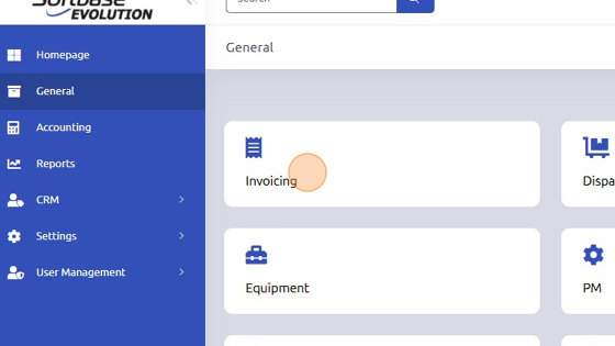 Screenshot of: From General page, click "Invoicing"