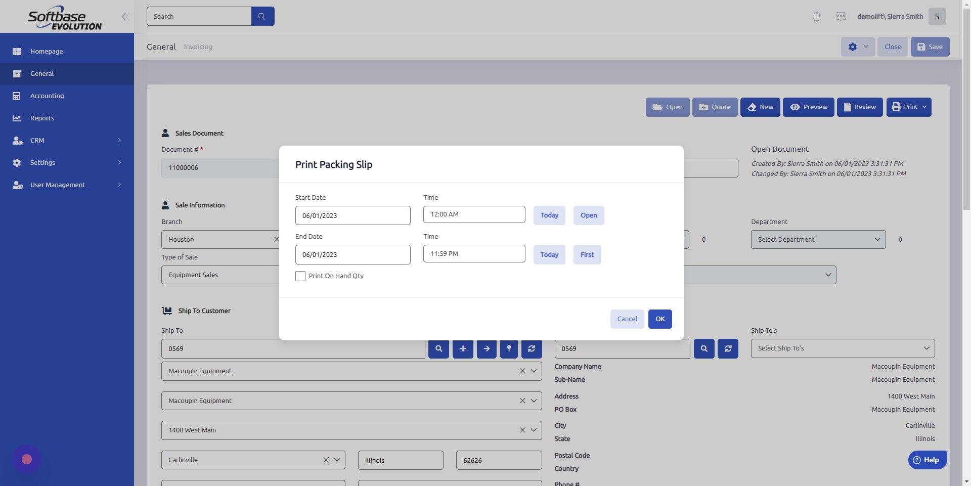 Screenshot of: Set Start / End Dates and click OK