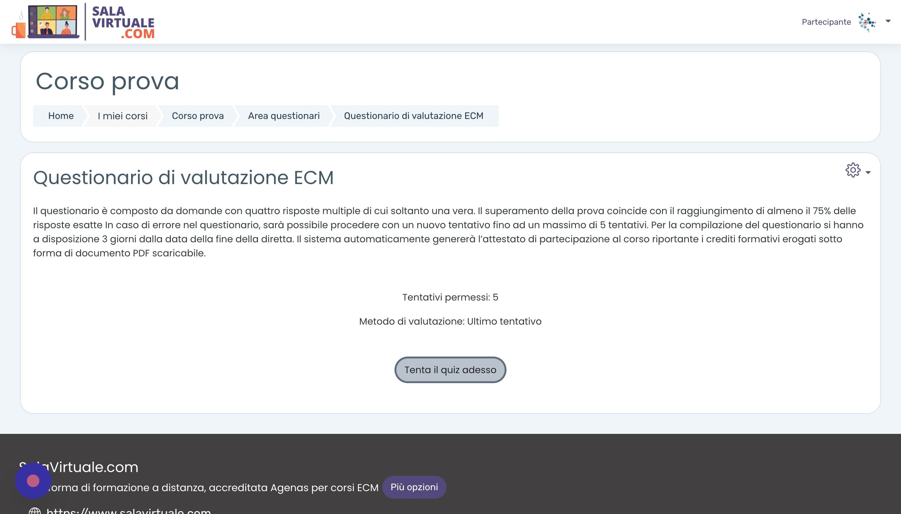 Screenshot of: Cliccare 