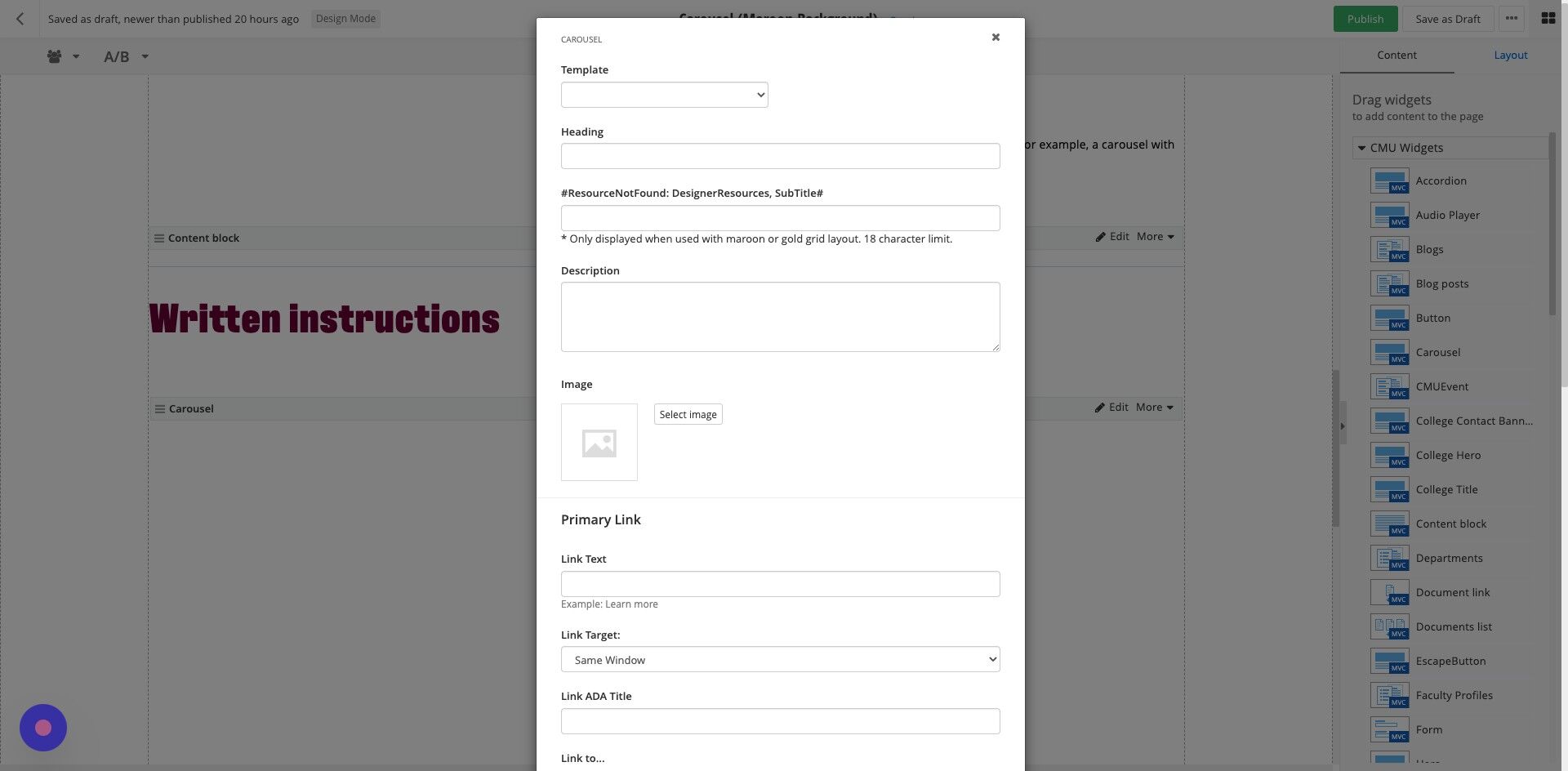 Screenshot of: Template: Select 