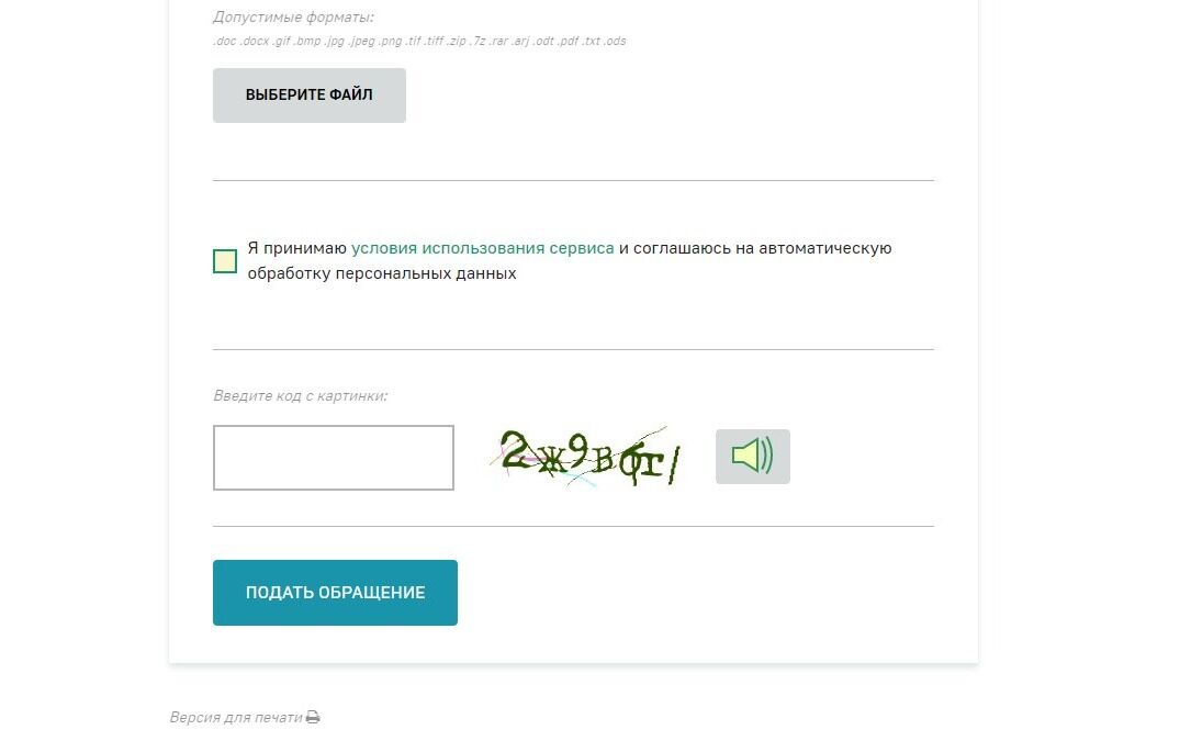 Screenshot of: Поставьте галочку о том, что принимаете условия использования сервиса и соглашаетесь на автоматическую обработку персональных данных.