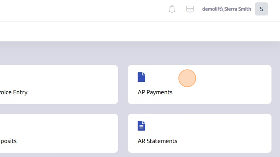 Screenshot of: Open AP Payments from Accounting page.