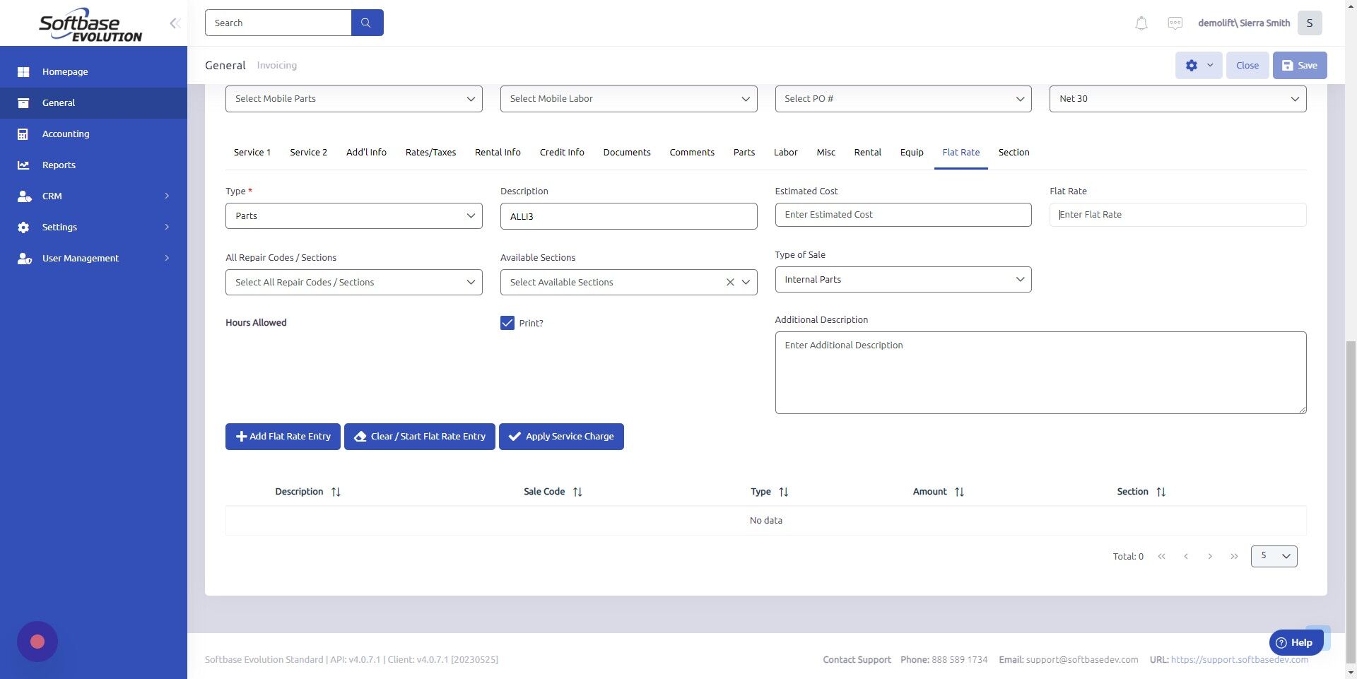 Screenshot of: Enter Flat Rate to apply.