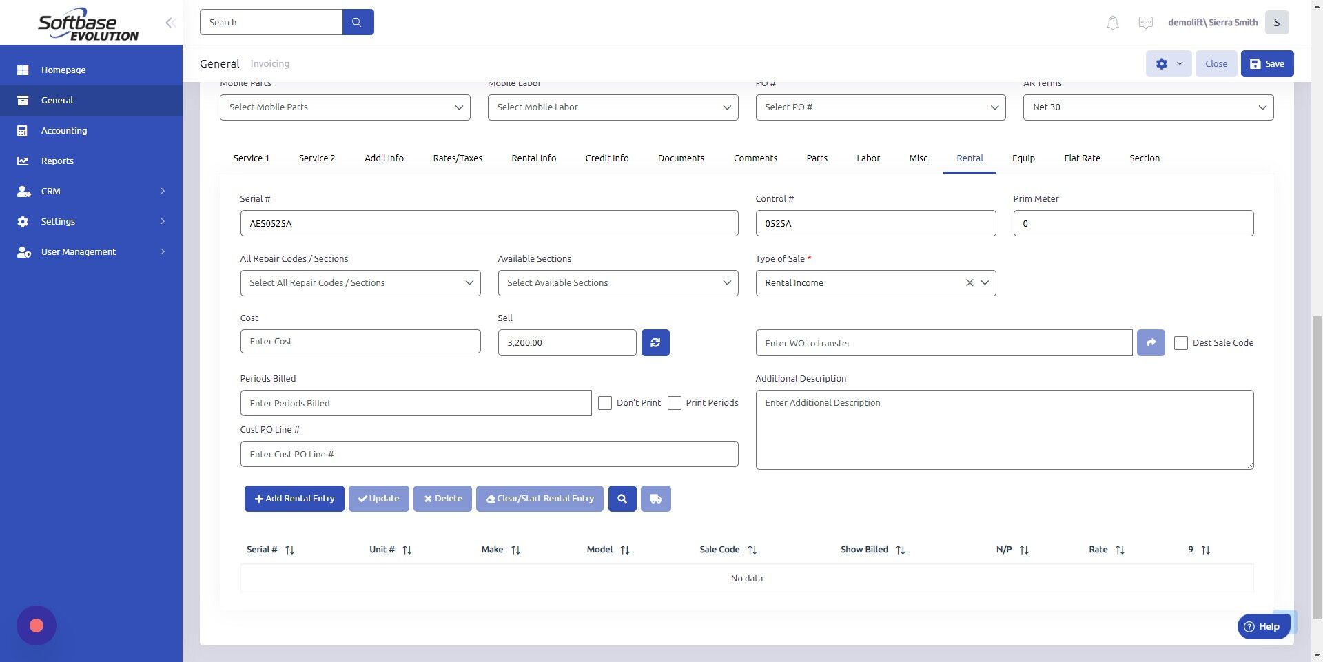 Screenshot of: Click "Add Rental Entry"
