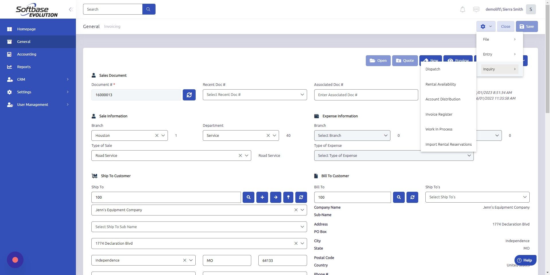 Screenshot of: Click gear > Inquiry > Work in Process to pull Work in Process Inquiry Search Window