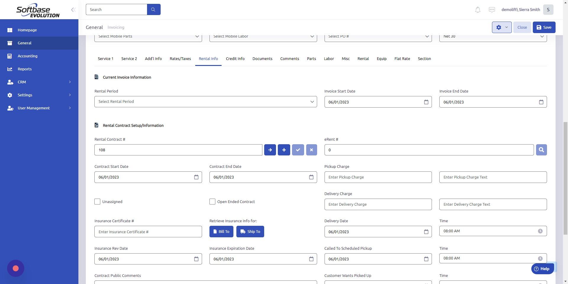 Screenshot of: Set Contract Start and End dates. 