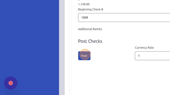 Screenshot of: Click "Post" to post checks.