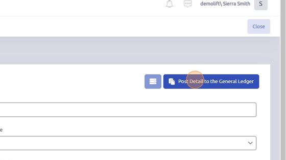 Screenshot of: Click "Post Detail to the General Ledger"