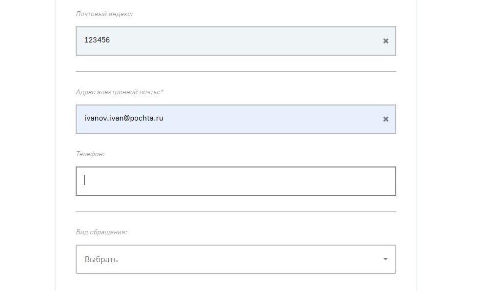 Screenshot of: Дополнительно можете указать Ваш номер телефона.