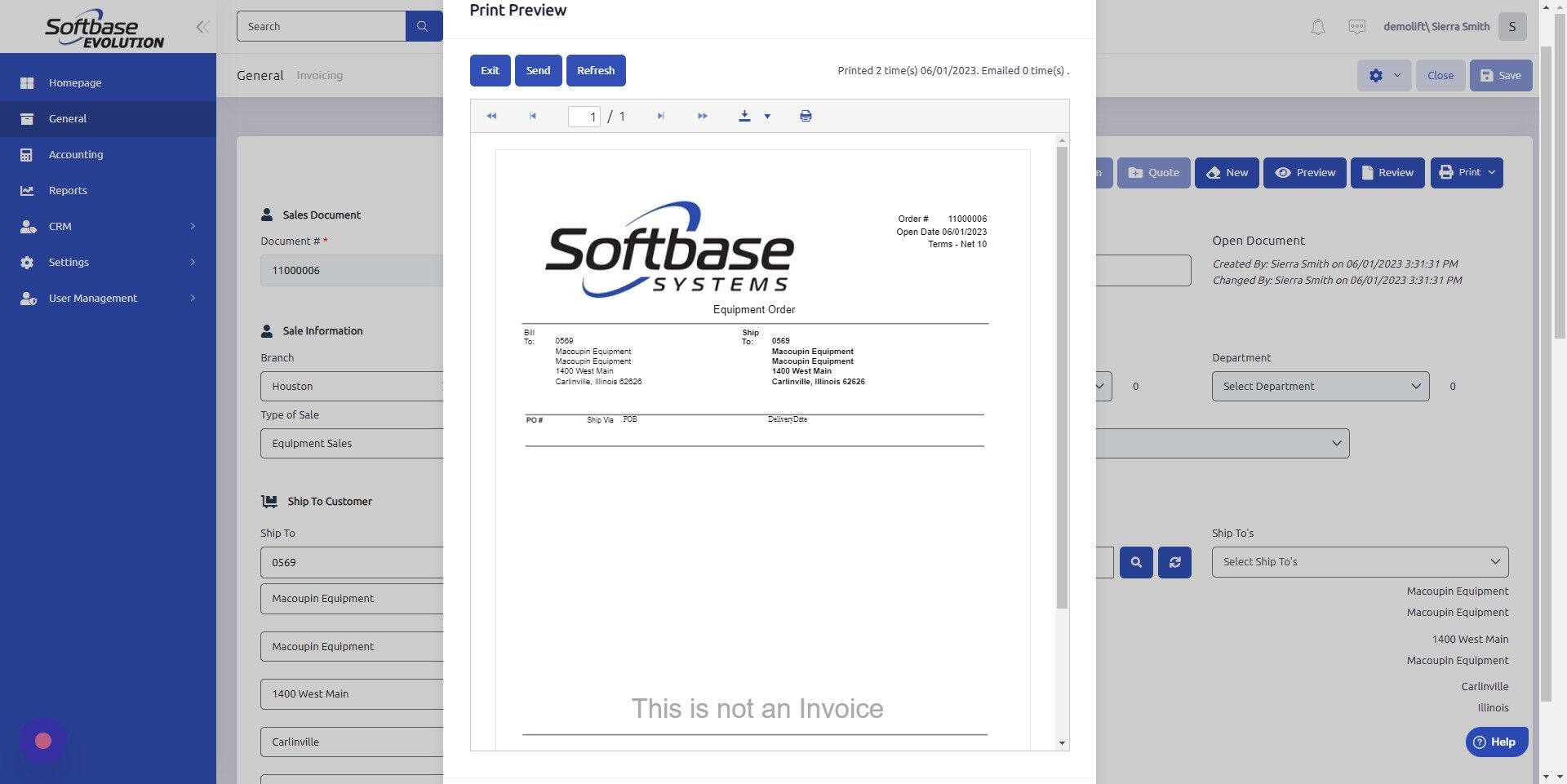 Screenshot of: Click Send