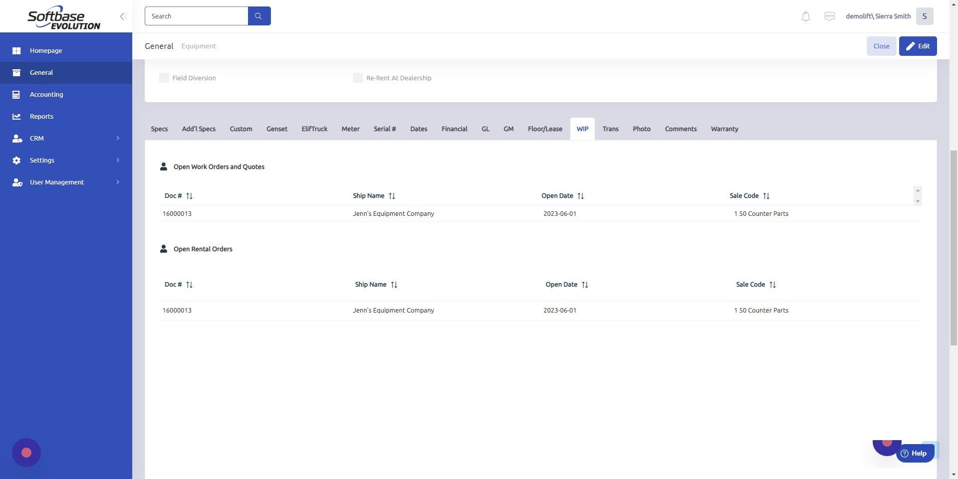 Screenshot of: To view the invoice of an order / quote, double click the document line item.