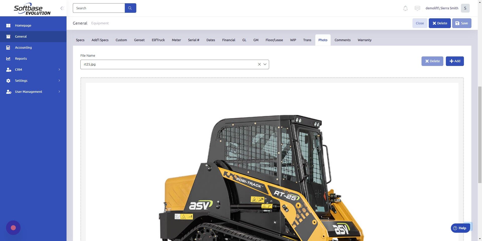 Screenshot of: Drag photo from your device and click Add to save photo to record.