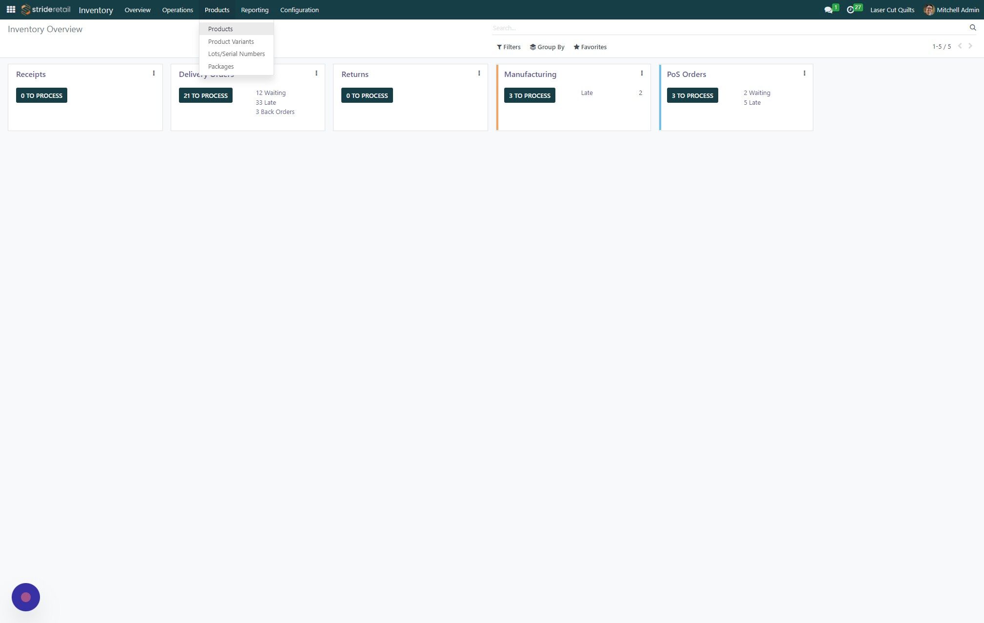 Screenshot of: Click "Products"