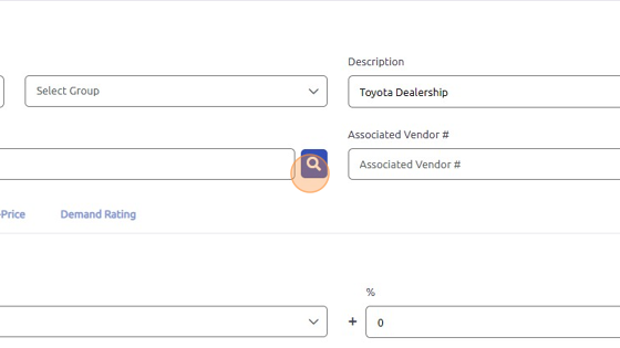 Screenshot of: Enter manually or click here to search for an Inventory Account to be connected to this Parts Group.