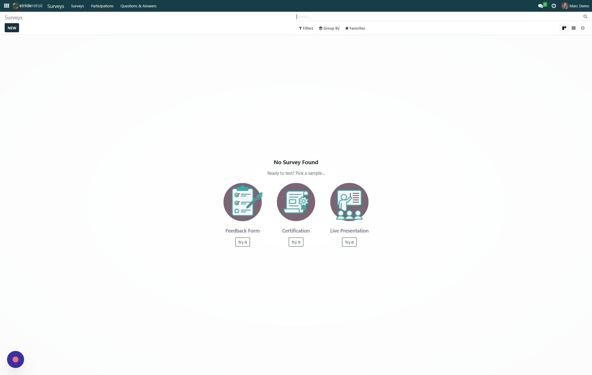 Screenshot of: Click "NEW"