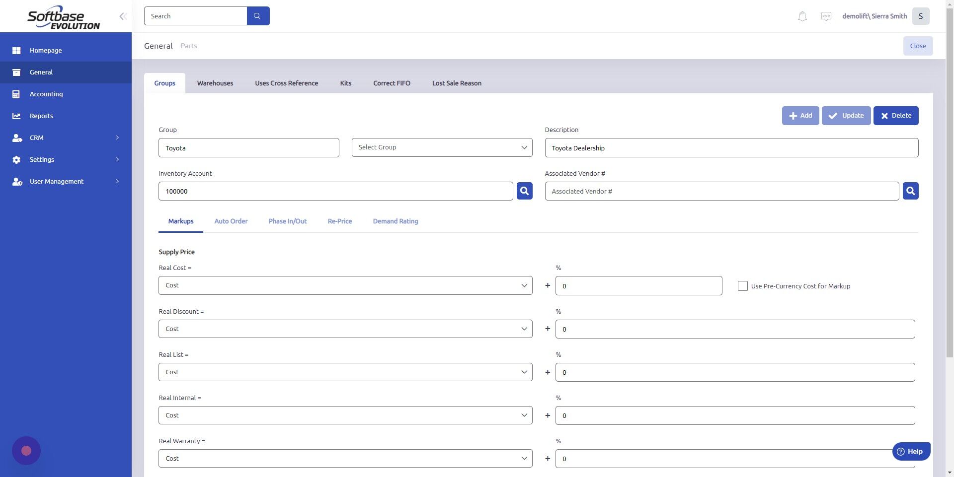 Screenshot of: Scroll down to Markups.