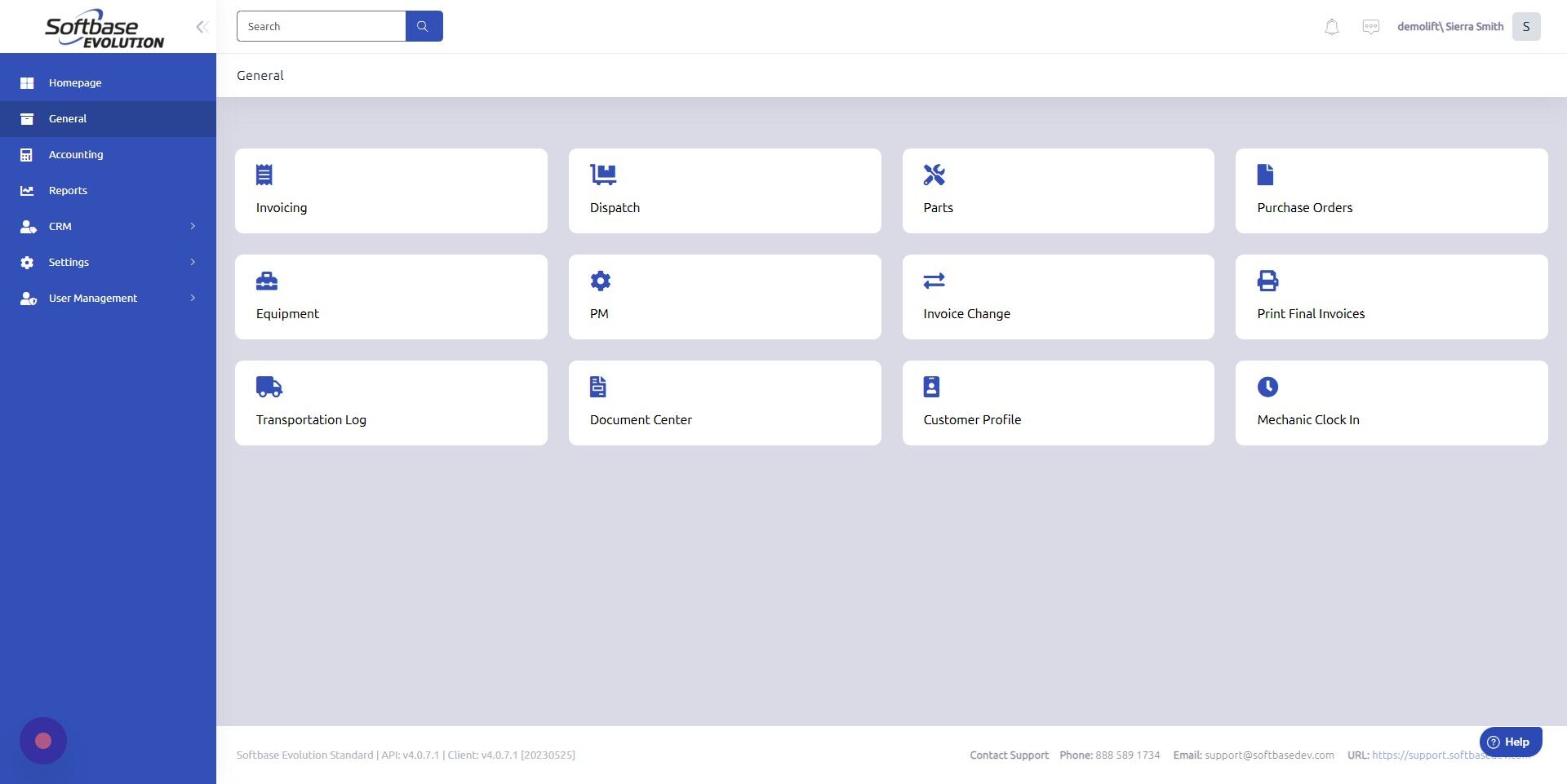 Screenshot of: Open Invoicing from General page.